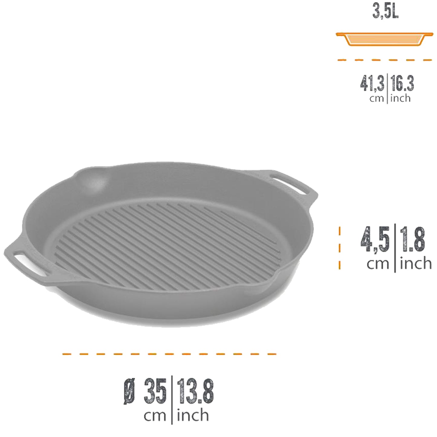 Petromax - Poêle de fonte à griller GP35H avec anses