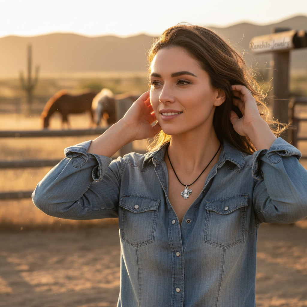 Inspiration Western - Collier pendentif Cactus 4