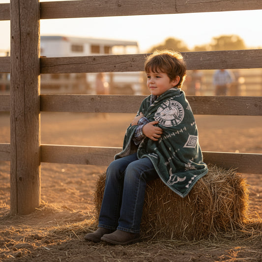 Inspiration Western - Couverture Têtes de taureaux & motifs tribaux (petite)
