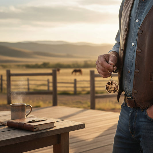 Inspiration Western - Porte-clés petite rondelle de bois