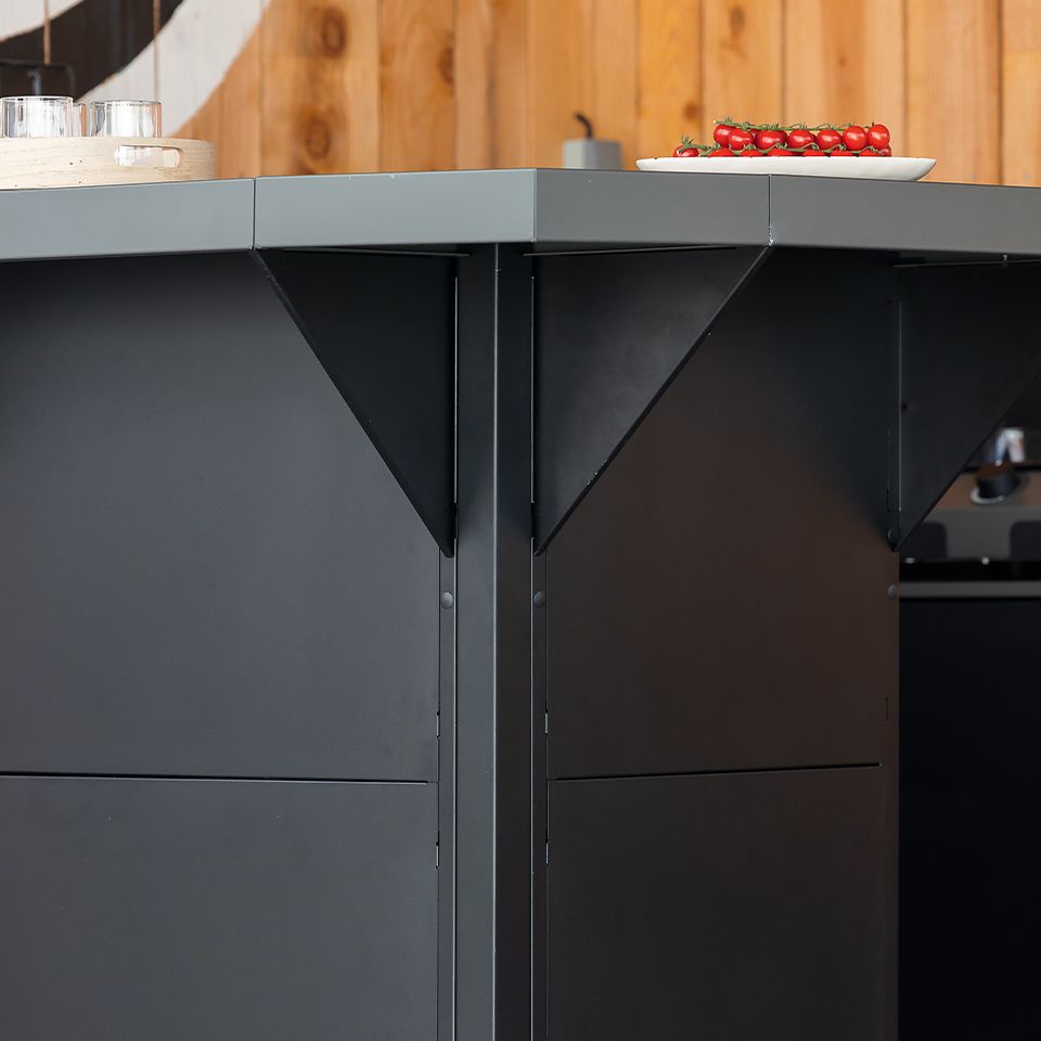 Eno - Plateau + cornière d'angle Modulo 35 cm Noir