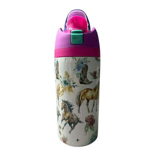 Inspiration Western - Bouteille 2 en 1 avec paille - Chevaux & Bottes Western