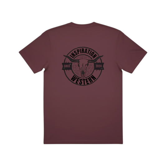 Inspiration Western - T-shirt bougogne 2 logos noirs