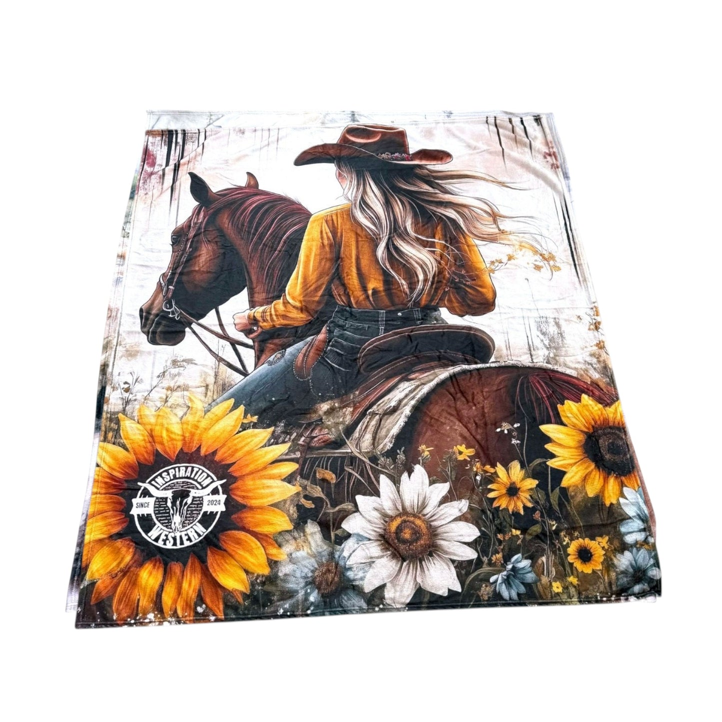 Inspiration Western - Couverture Cowgirl & Tournesols - Esprit western et douceur assurée