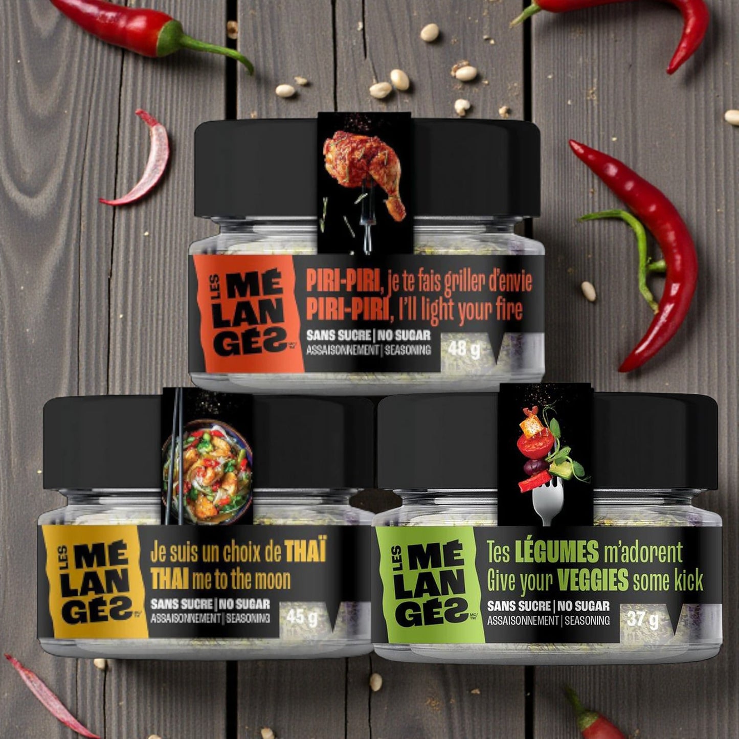 Trio Les Mélangés #3 – Piri-Piri • Thaï • Légumes