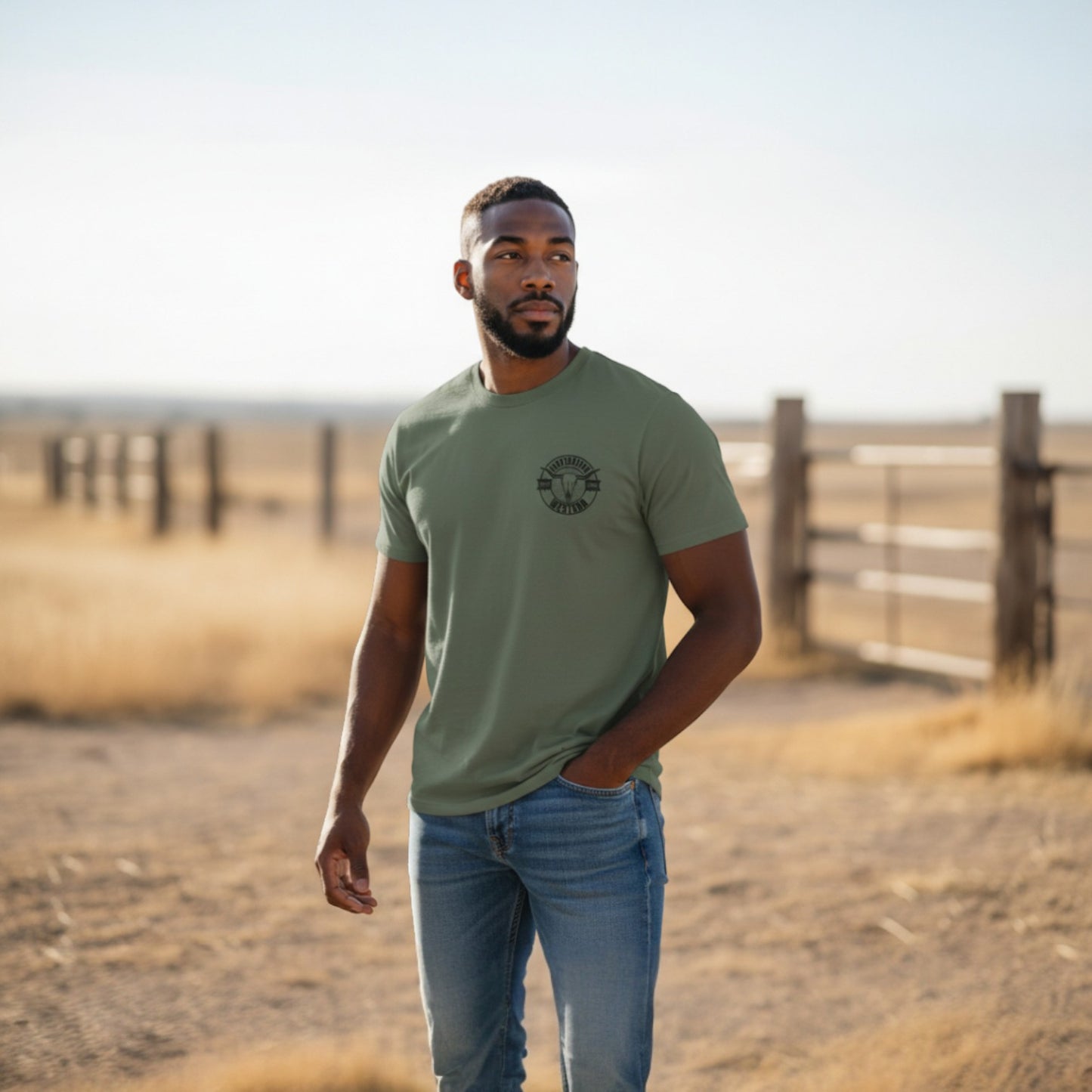 Inspiration Western - T-shirt vert 2 logos