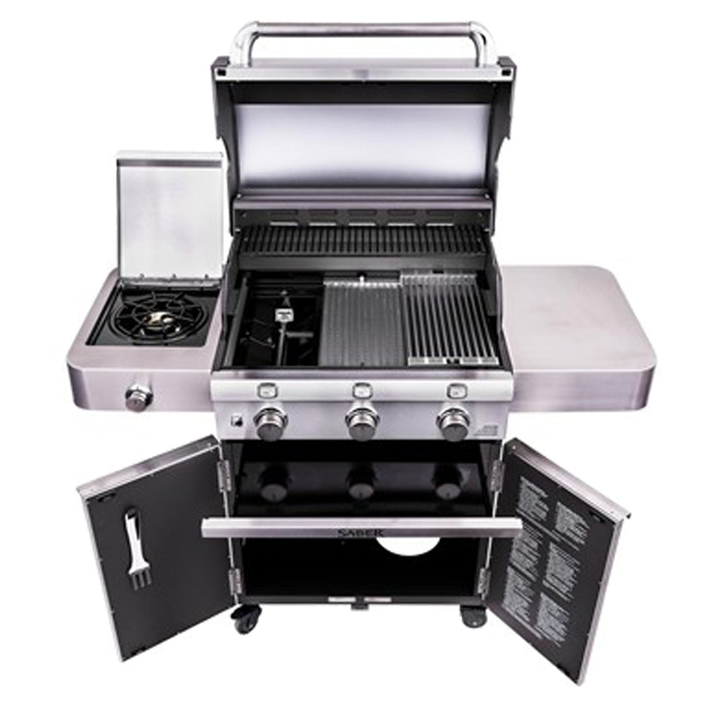 Saber - Barbecue au propane - Deluxe en acier inoxydable et fonte 3 brûleurs