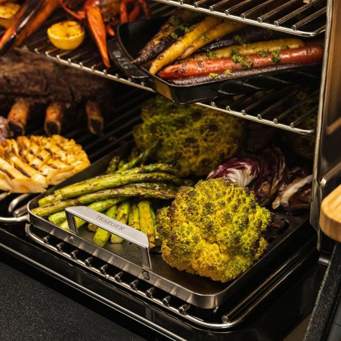 Traeger - Plaque de cuisson en acier inoxydable pour poisson et légumes ModiFIRE