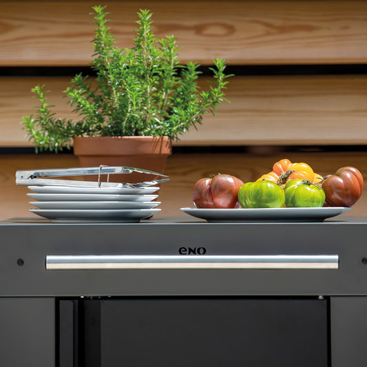 Eno - Desserte FELIX en acier galvanisé thermolaqué gris cargo et noir