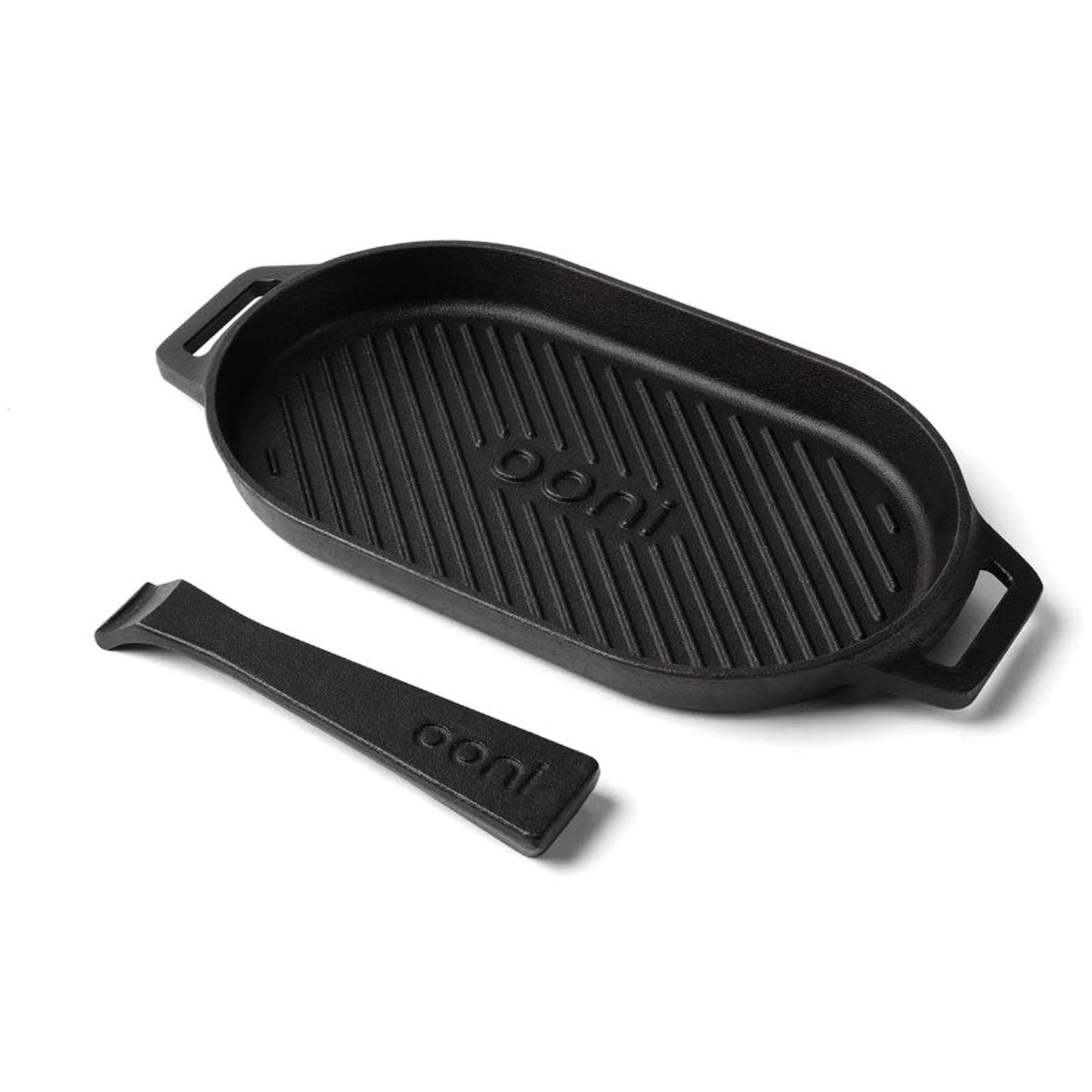 Ooni - Poêle à griller ovale en fonte avec base en bois Ooni