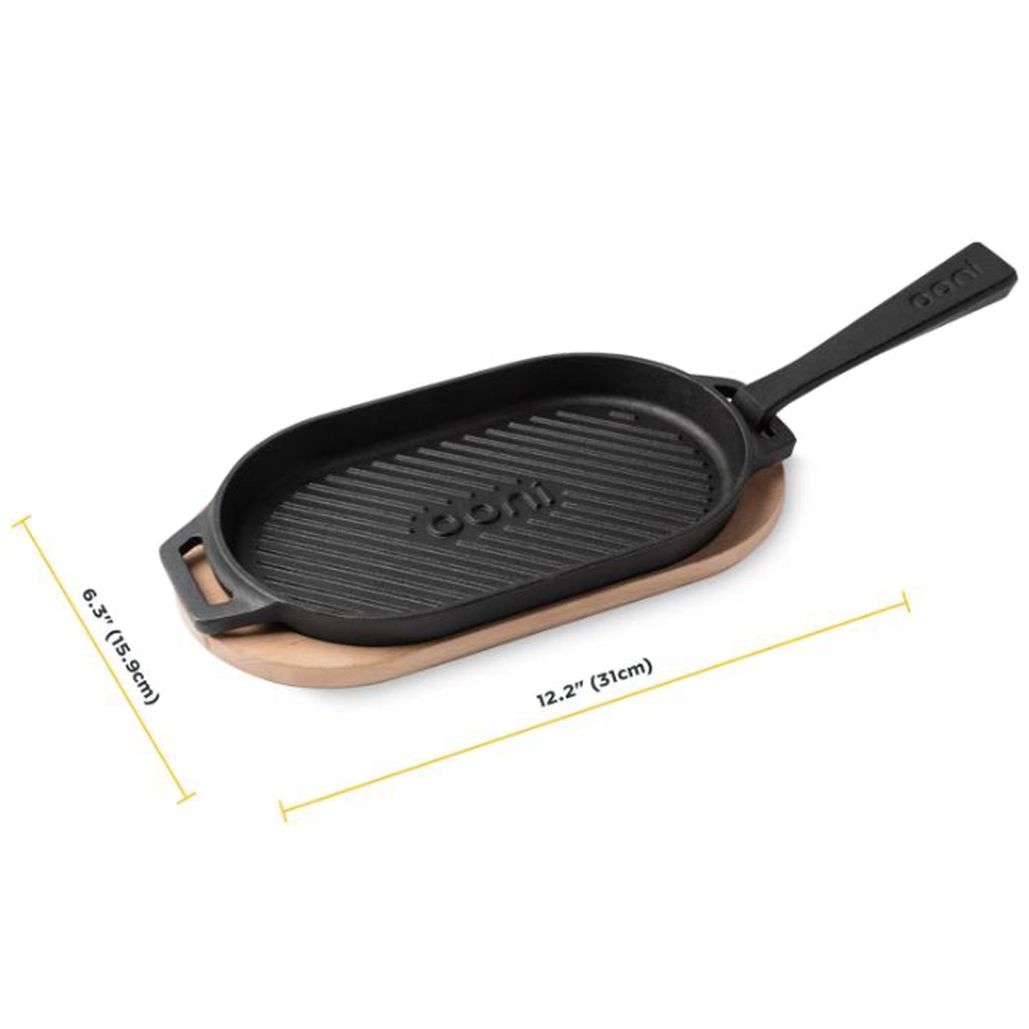 Ooni - Poêle à griller ovale en fonte avec base en bois Ooni