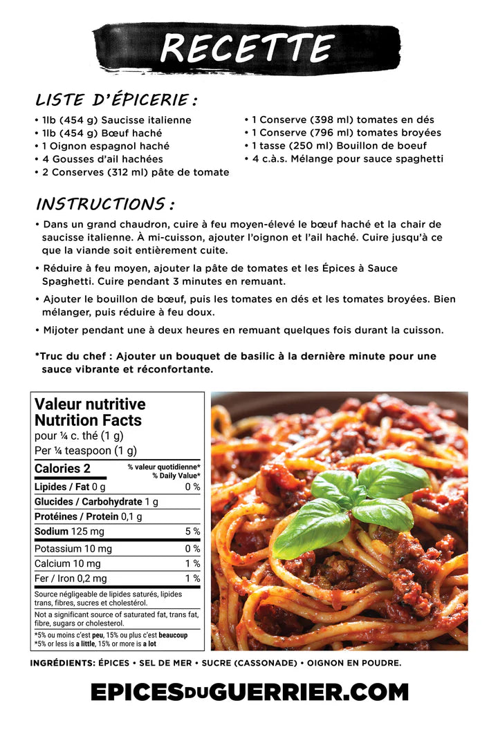 Épices du Guerrier - Mélange sauce à spaghetti