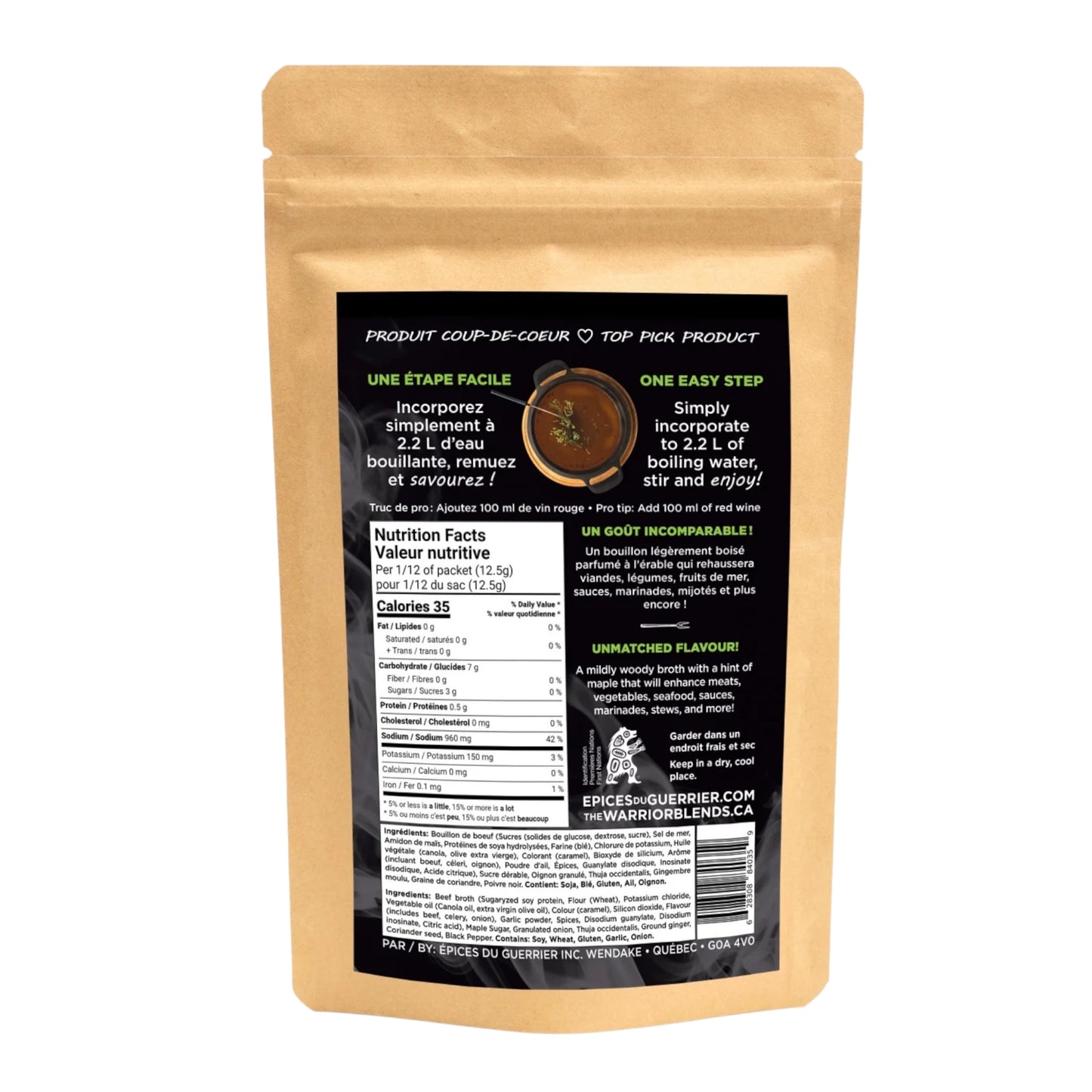 Épices du Guerrier - Bouillon à fondue érable et Thuya