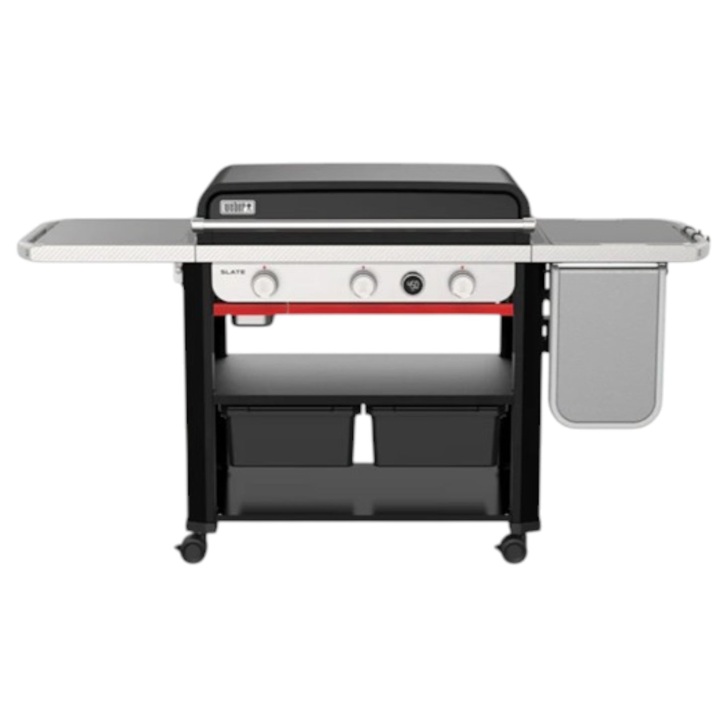 Weber - Gril plancha antirouille Slate 30 po Noir avec tablettes latérales extensibles