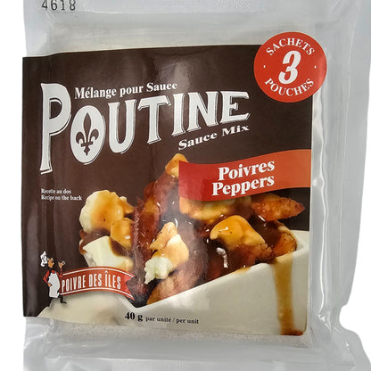 Mélange sauce à poutine aux poivres Poivre des Îles – sachet de 3 portions, épice québécoise