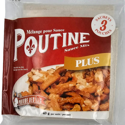 Mélange sauce à poutine PLUS Poivre des Îles – sachet de 3 portions, épice québécoise