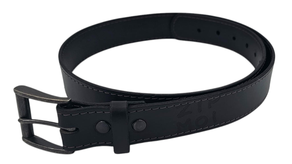 Zipmoilou - Ceinture de cuir véritable noir 32"