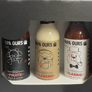 Papa Ours - Boîte cadeau - Coffret dégustation sauces BBQ - Alabama -  Pirate - Classic