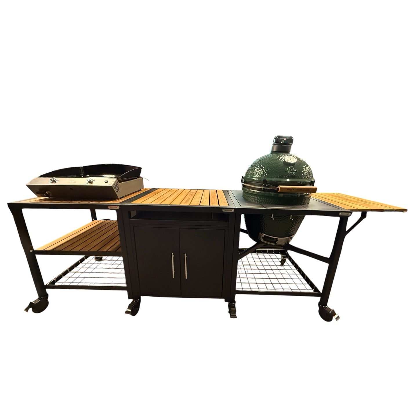 Ensemble Big Green Egg Large et Plancha Bergerac 2400 sur meuble