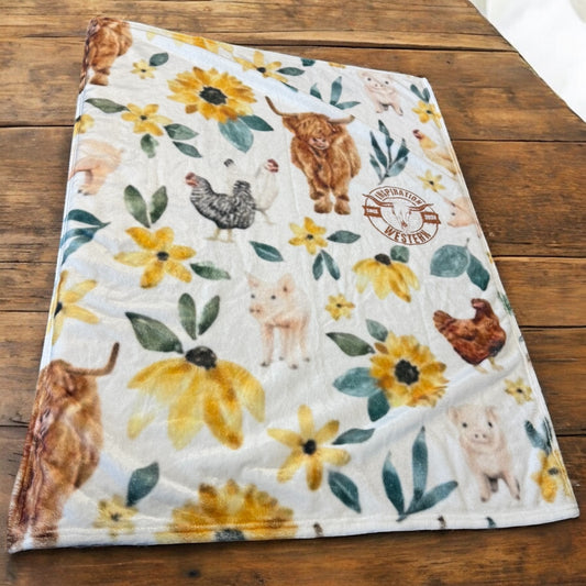 Inspiration Western - Couverture douce Inspiration Western – Couverture Inspiration Western – Modèle Ferme & Tournesol