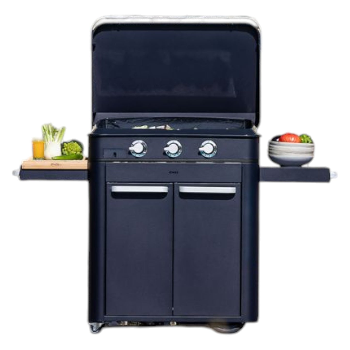Eno - Ensemble Plancha 3 brûleurs et chariot ENOSIGN 80 cm Bleu Navy