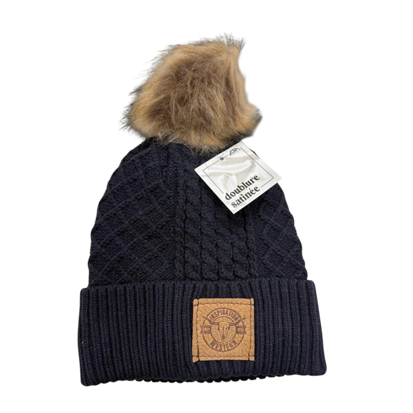 Inspiration Western - Tuque femme doublure santinée - Noire