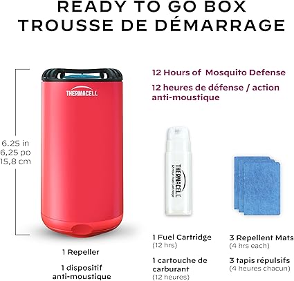 Thermacell - Répulsif pour patio Bouclier anti-moustiques Rouge Fiesta