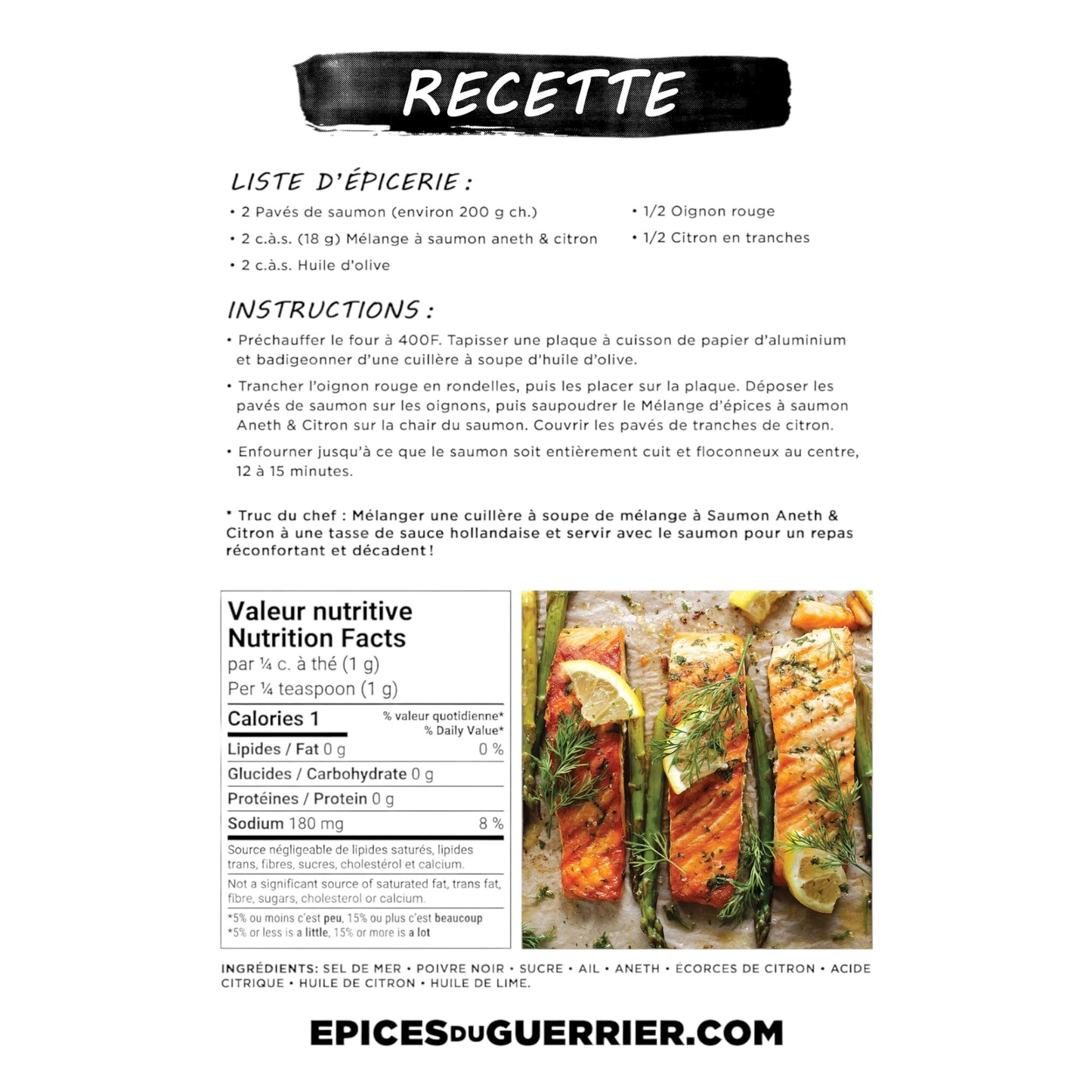 Épices du Guerrier - Épice à saumon aneth et citron