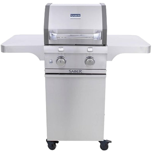 BBQ Saber Deluxe acier inoxydable et fonte 2 brûleurs — vue de face