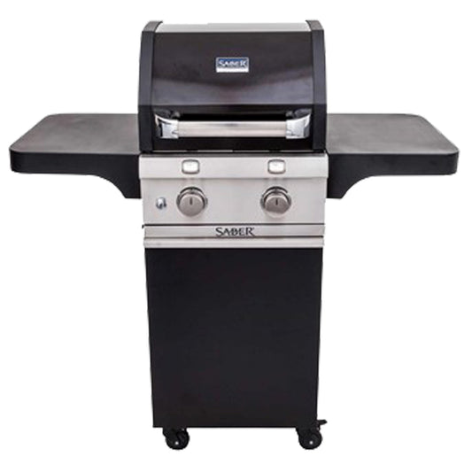 BBQ Saber Deluxe noir 2 brûleurs — vue de face