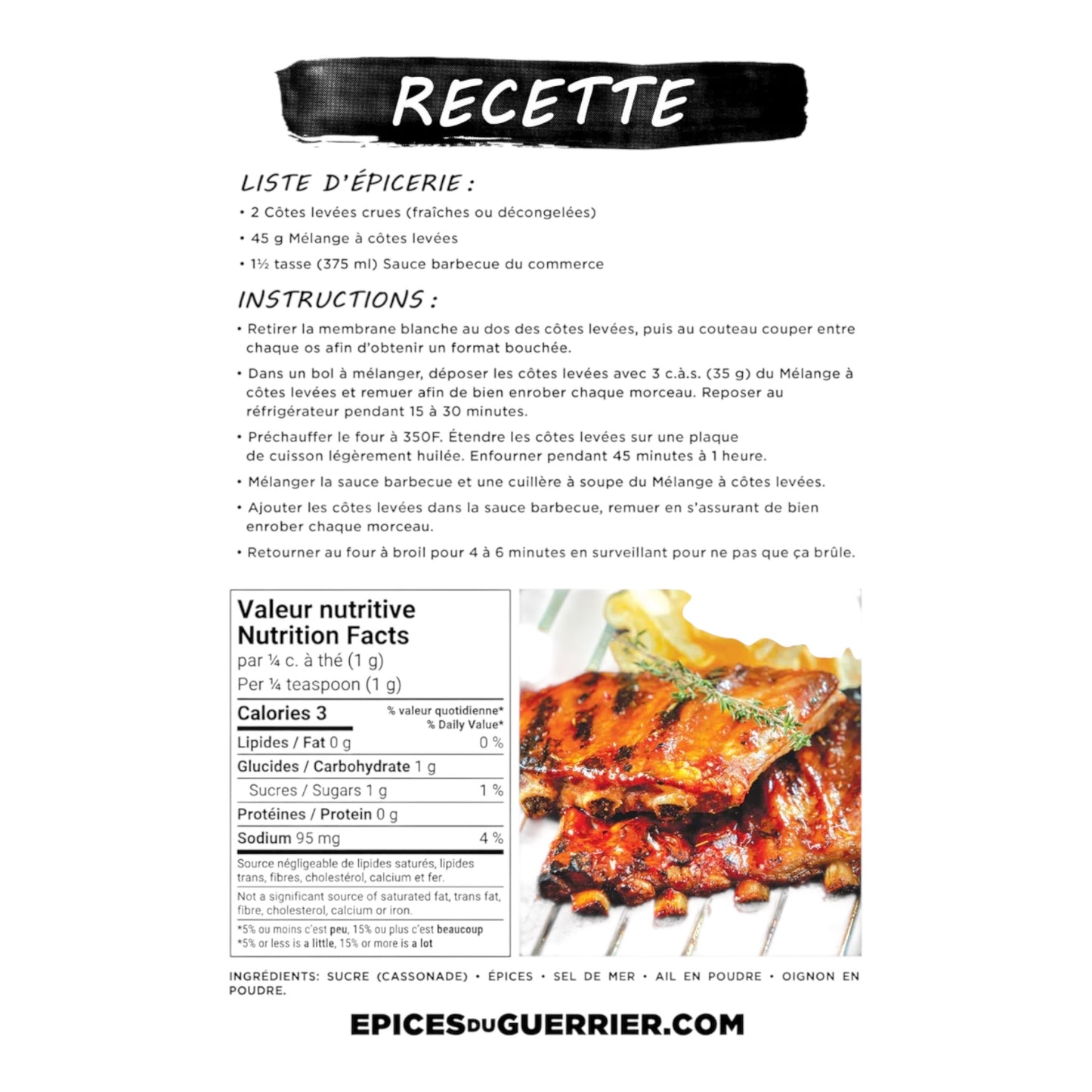 Épices du Guerrier - Mélange côtes levées