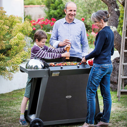 Eno - Plancha à gaz Bergerac 2400 en fonte émaillée, 2 brûleurs, gris cargo