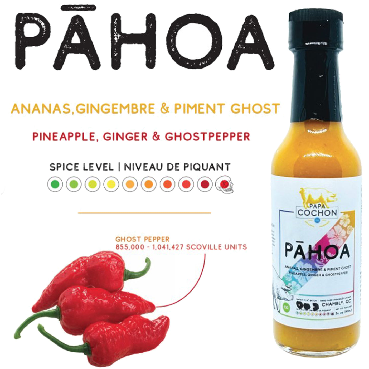 Papa Cochon - Sauce Piquante - Ananas, Gingembre & Piment Ghost - PAHO –  BBQ Labonté