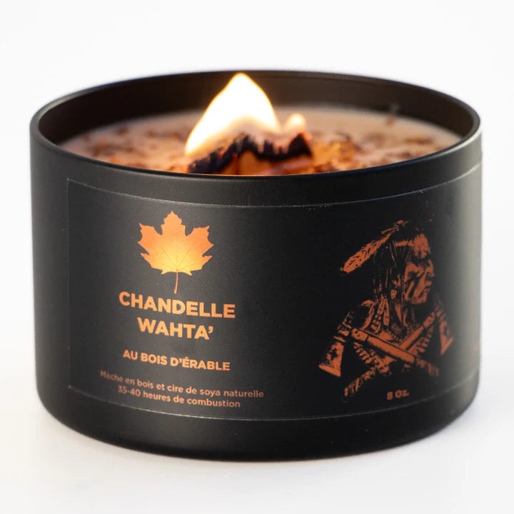 Épices du Guerrier - Bougie Wahta' au Bois d'Érable avec mèche de bois double crépitante