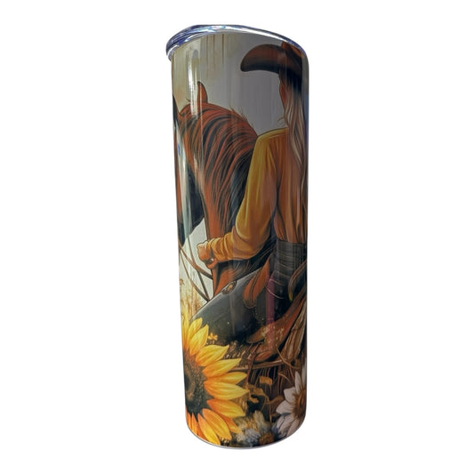 Inspiration Western - Tasse isotherme - Édition Cowgirl & Fleurs sauvage en cheval