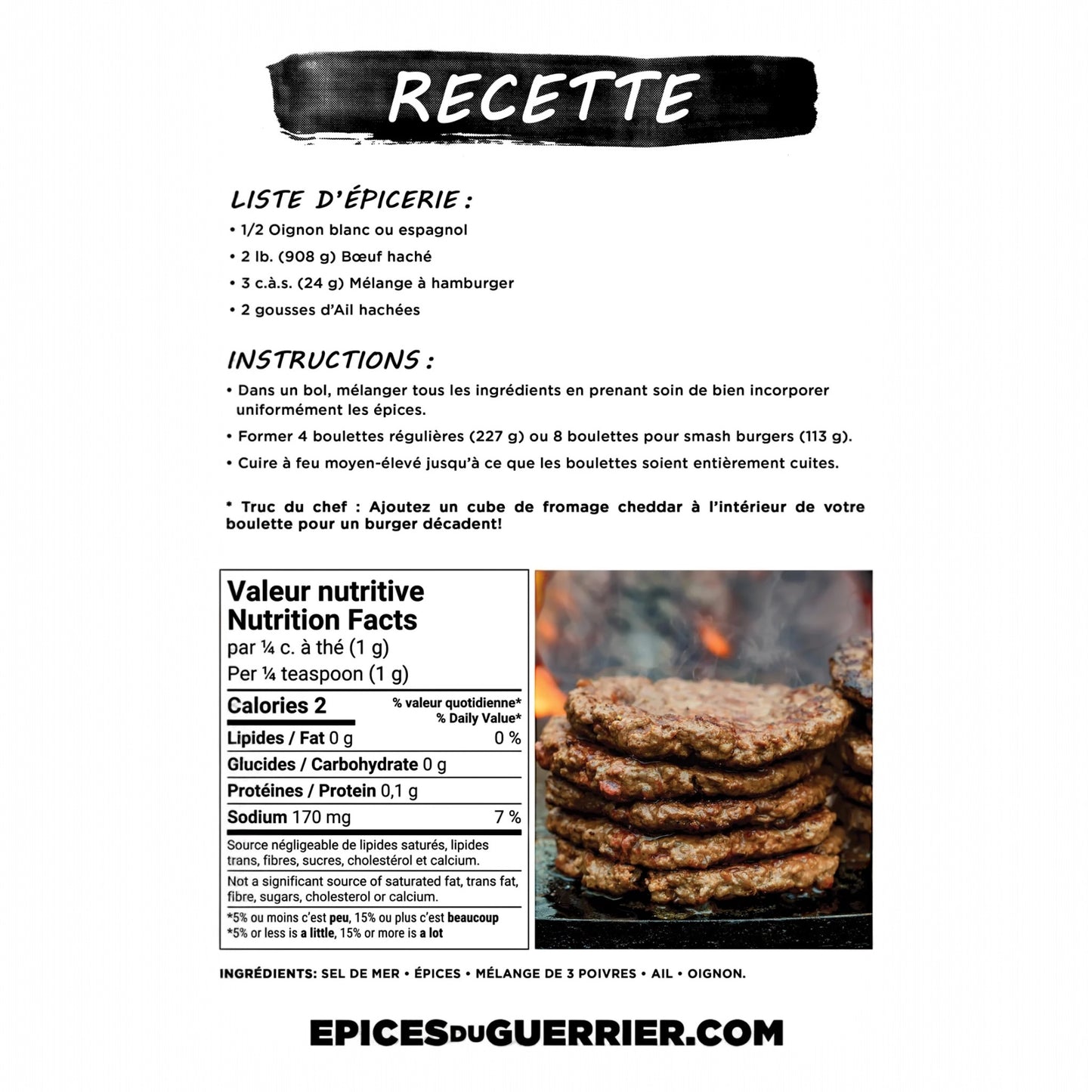 Épices du Guerrier - Mélange hamburger