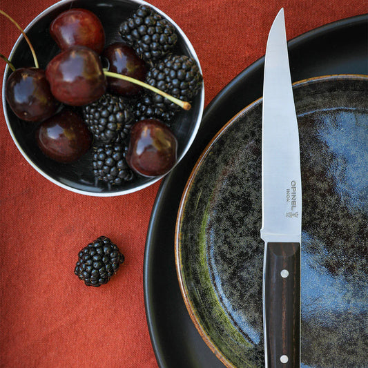 Opinel – Facette – Ensemble de 4 couteaux de table en frêne sombre (lame lisse)