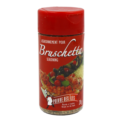 Assaisonnement pour bruschetta Poivre des Îles 28g – épice québécoise pour entrées et apéritifs
