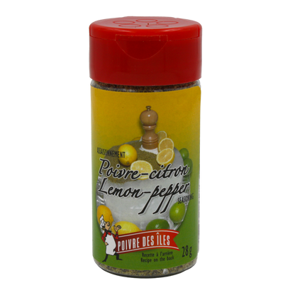 Assaisonnement poivre-citron Poivre des Îles 28g – épice pour poisson, volaille et légumes grillés