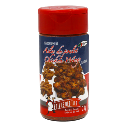 Assaisonnement pour ailes de poulet Poivre des Îles 28g – épice québécoise pour BBQ et cuisson au four