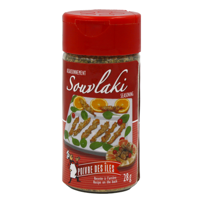 Assaisonnement pour souvlaki Poivre des Îles 28g – épice grecque québécoise pour brochettes