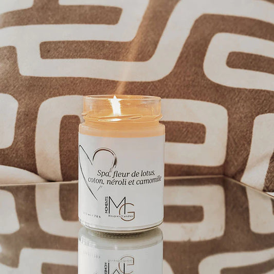 P'tites bougies Création - Bougie à la cire de soya - Spa ( Fleur de lotus, coton, néroli et camoli)