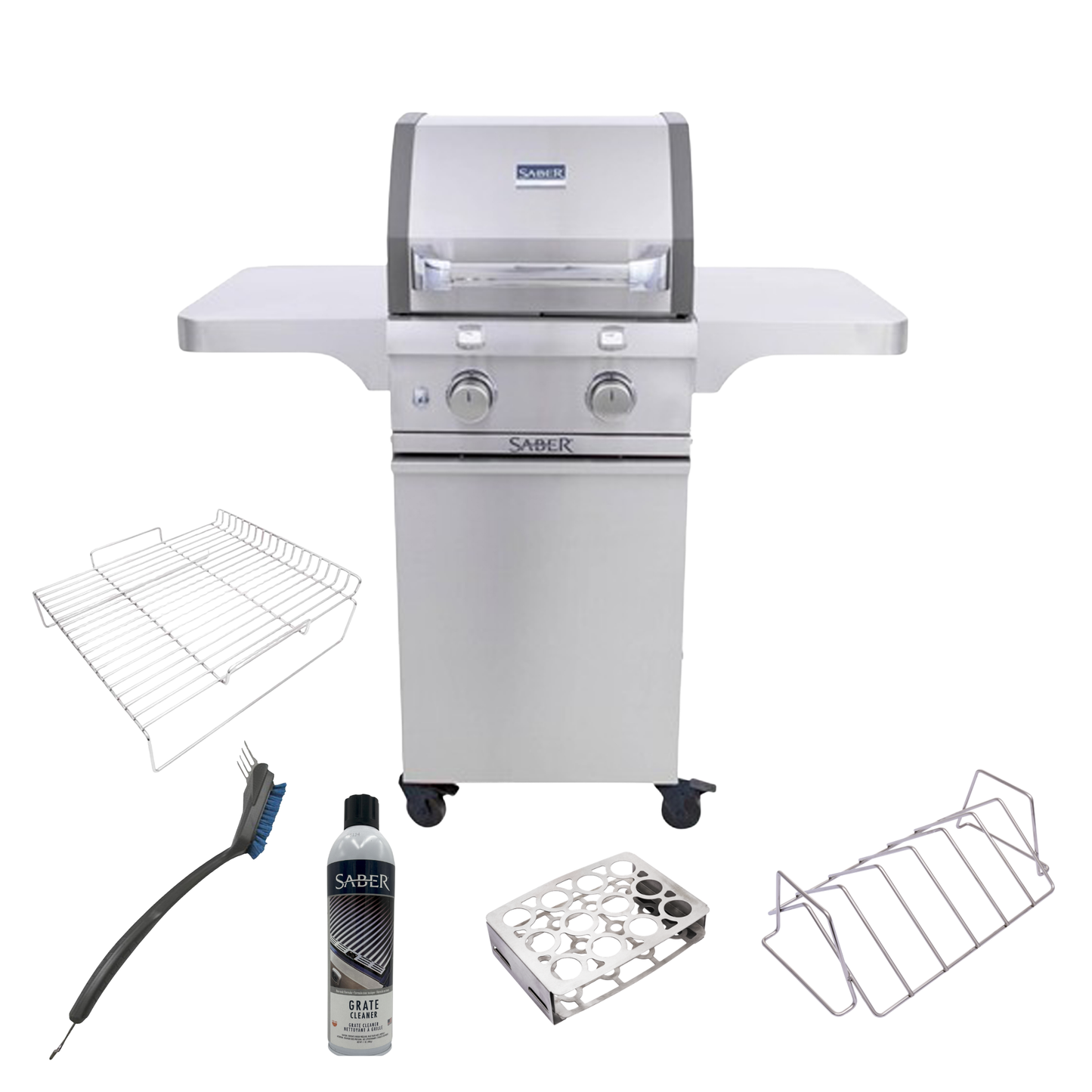 Kit complet BBQ Saber Deluxe acier inoxydable 2 brûleurs — 6 pièces incluses | BBQ Labonté