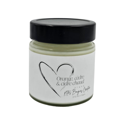 P'tites bougies Création - Bougie à la cire de soya - Orange, cèdre et cidre chaud
