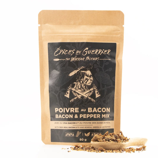 Épices du Guerrier - Poivre au bacon - avec du vrai bacon et du poivre des dunes boréal 80g