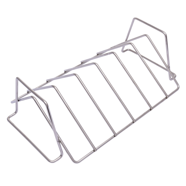 Rack à côtes levées inox — cuisson verticale simultanée sur BBQ Saber Select 4 brûleurs