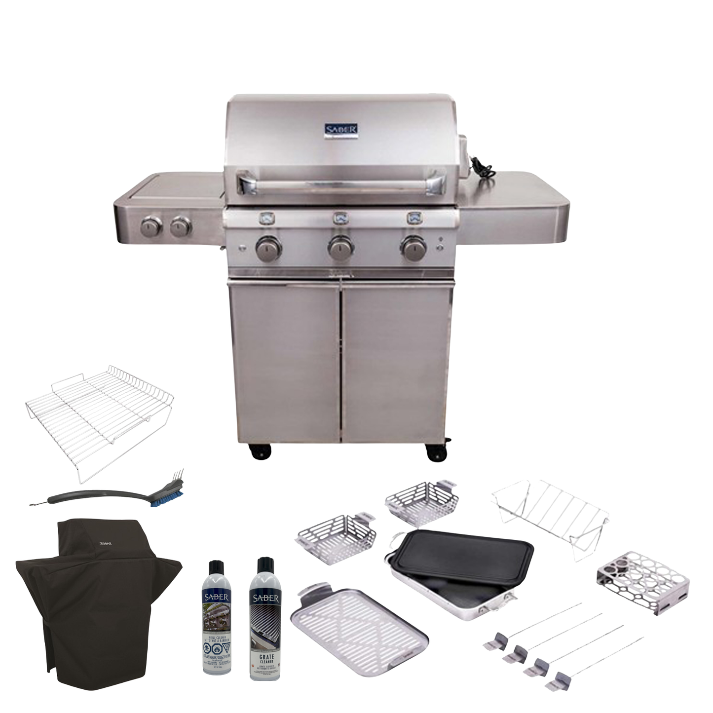 BBQ Saber Élite 3 brûleurs — Kit complet 16 pièces