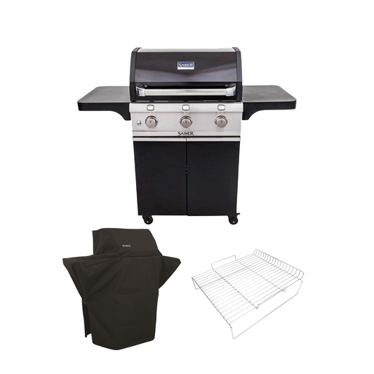 BBQ Saber Deluxe noir 3 brûleurs — Kit complet 3 pièces