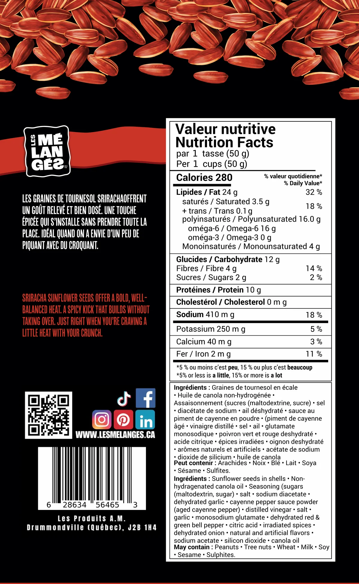 Les Mélangés - Graines de tournesol Sriracha