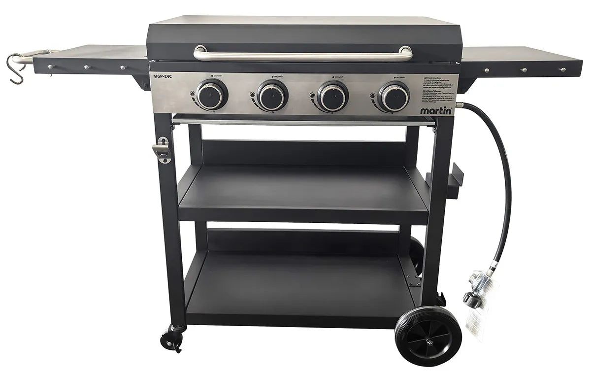 Martin - Plaque de cuisson fini porcelaine à 4 brûleurs avec chariot au propane